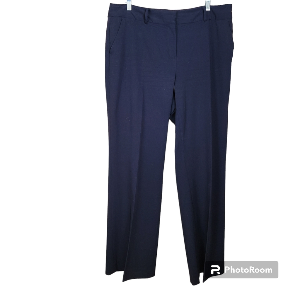 Liz Claiborne Size 14 Blue Tailored Straight Leg Trouser Pants Business Casual